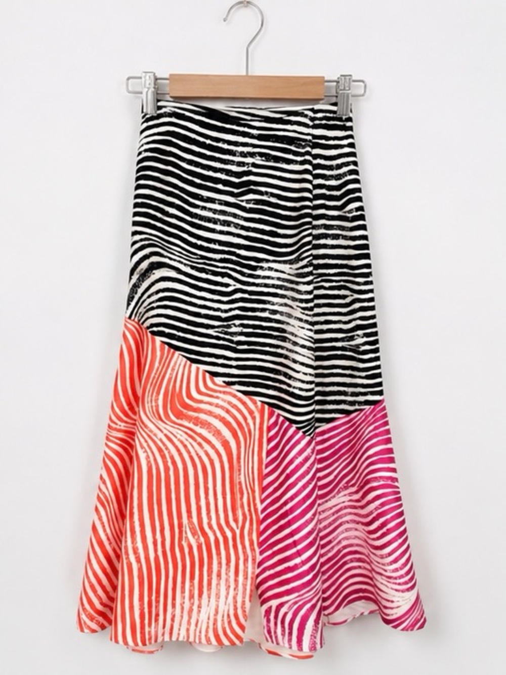 Ted Baker Black, Coral & Magenta Zebra-Stripe A-Line Skirt